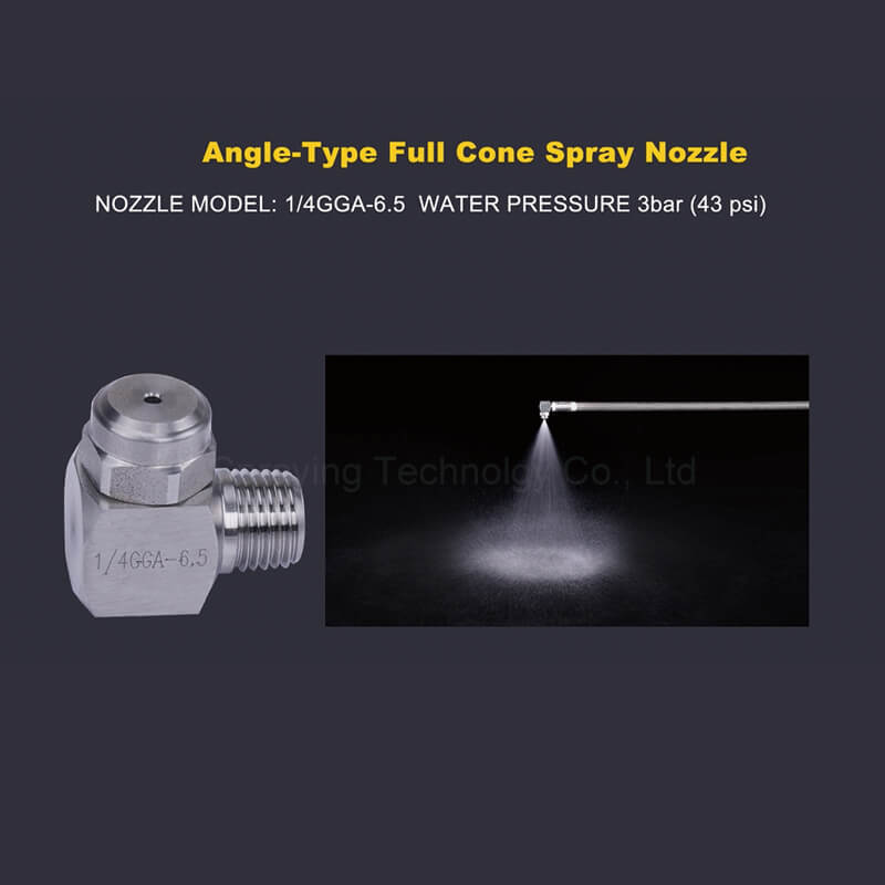 Right-angle full cone spraying nozzle